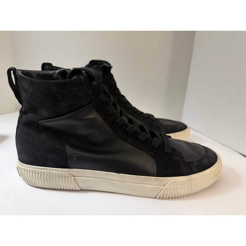 Vince Mens Black Leather Suede Mixed Media High Top Zip Sneakers Size 10 US 44